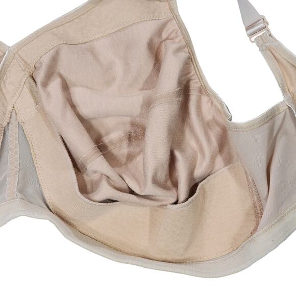 Glamorise Bra sz 42‎ I Wirefree Comfort Straps Beige Tan Full KE245 Women READ - Picture 10 of 10